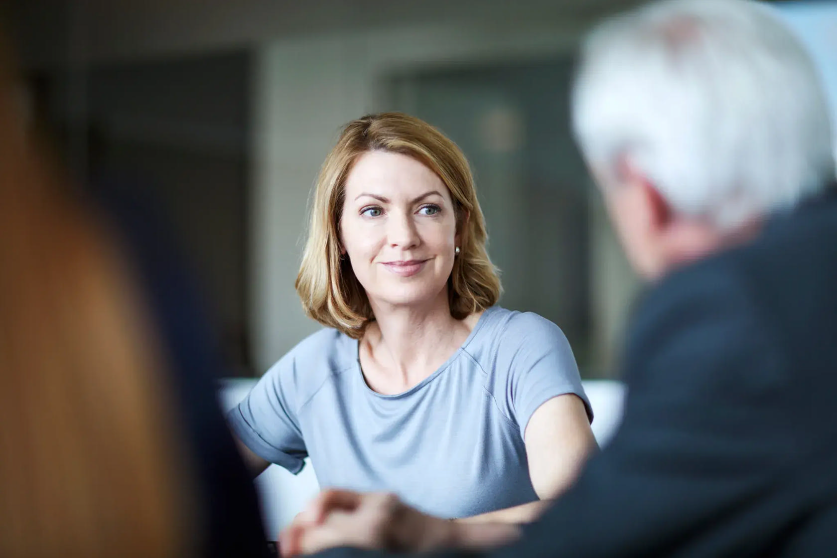 Two colleagues in conversation